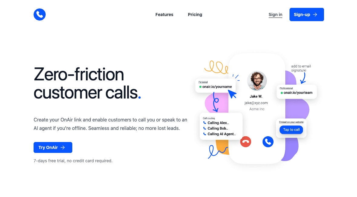 OnAir product interface