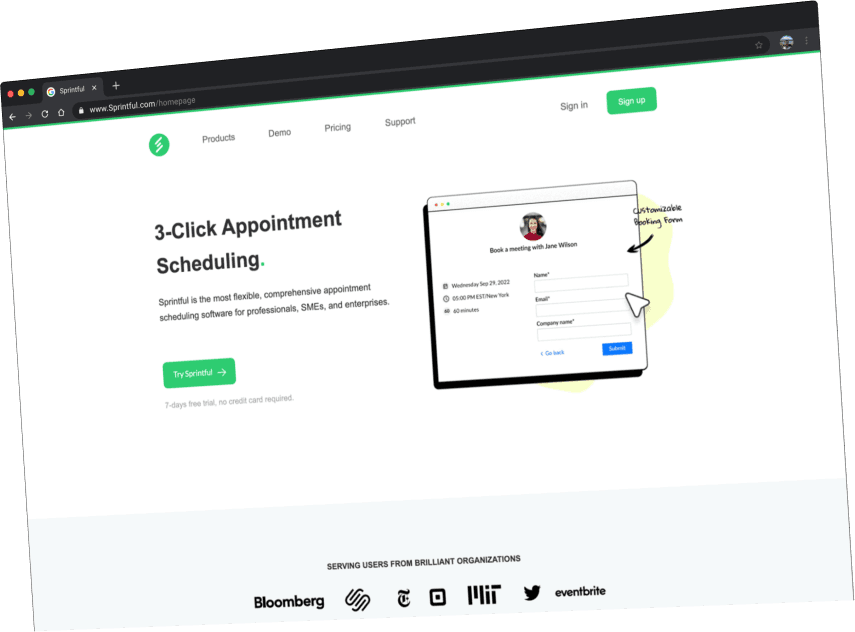 Sprintful product interface