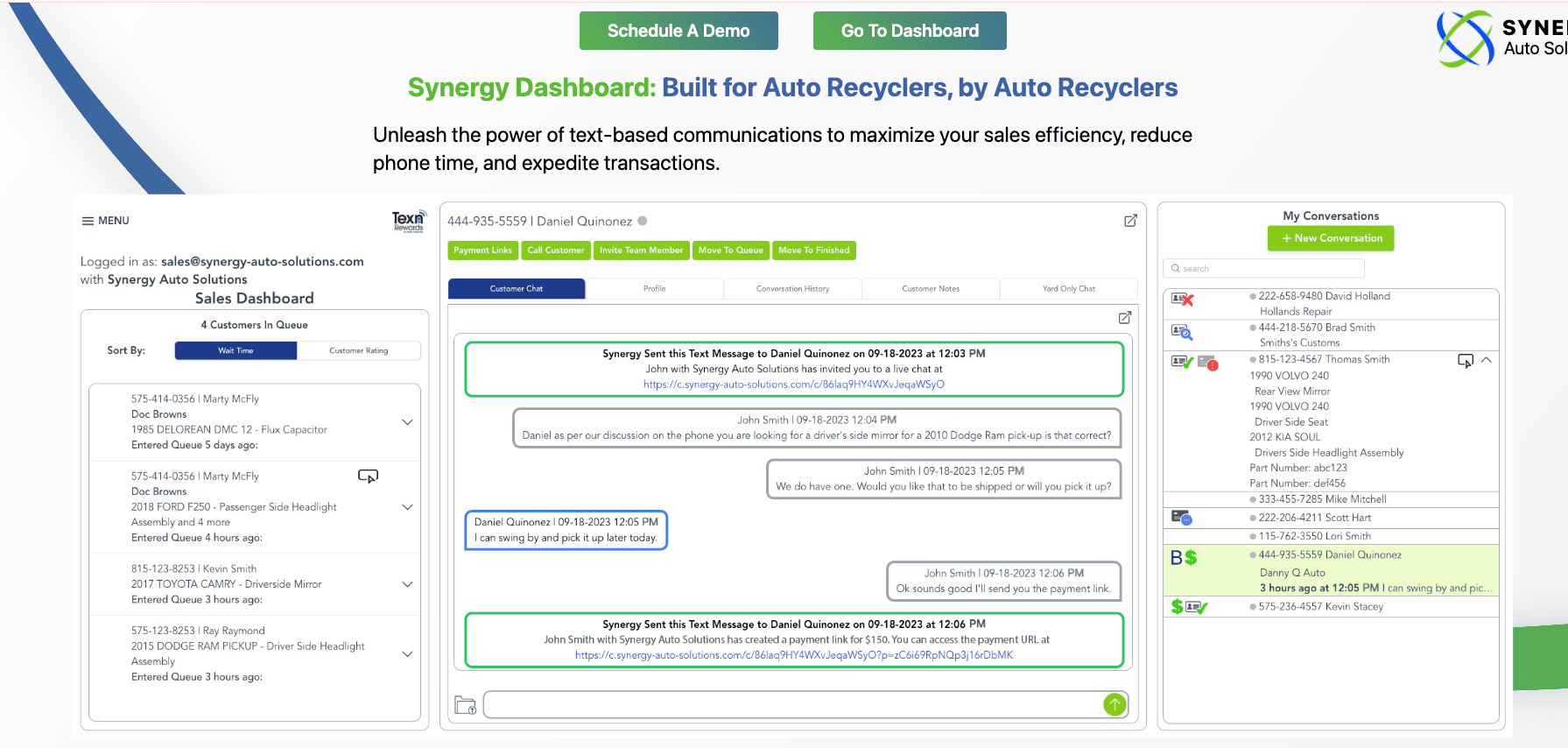 Synergy Auto Solutions product interface